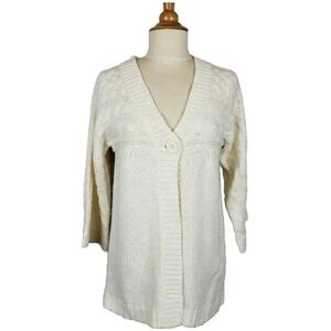 Cottagecore Coastal Granny Chunky Cable Knit Single Button Cardigan S Mi…